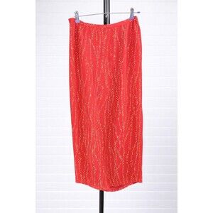 Josephine Chaus Silk Maxi Skirt 10 Red Polka Dot Cottage Core Romantic Valentine